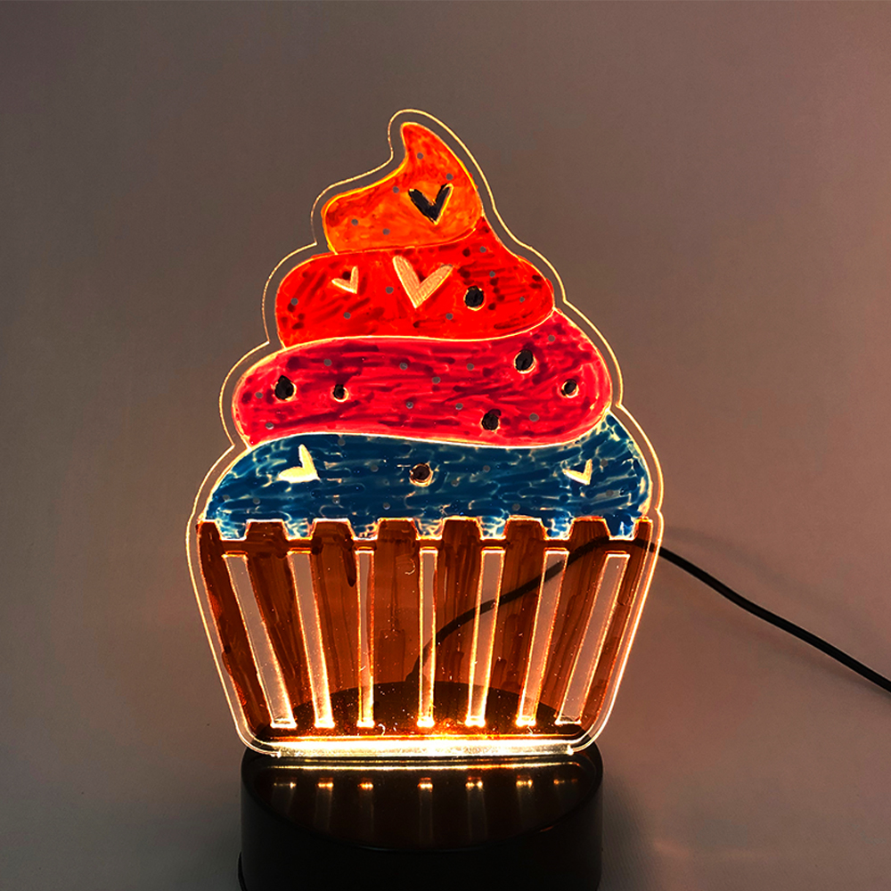 [오렌지네1072] LED 아크릴 무드등-컵케이크