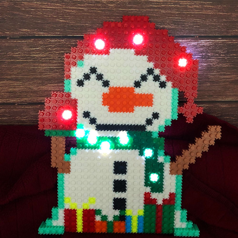 [오렌지네1104] 디폼 끼우기블럭 LED 크리스마스 장식-눈사람