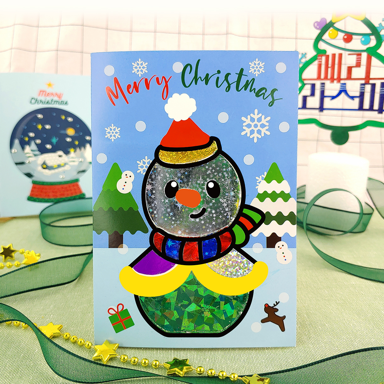 [오렌지네333] 크리스마스 포일아트 카드2 - 눈사람