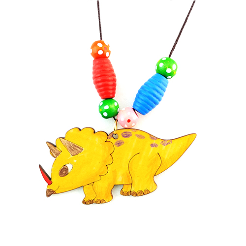 [오렌지네1956] 우드팬시 공룡목걸이 만들기- 트리케라톱스