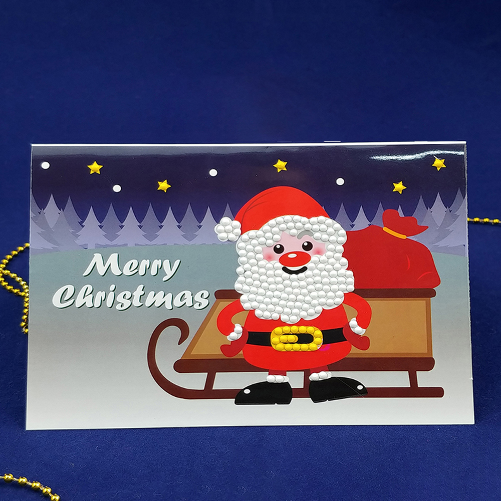 [만들기 공예] 보석십자수 크리스마스카드 만들기 산타클로스