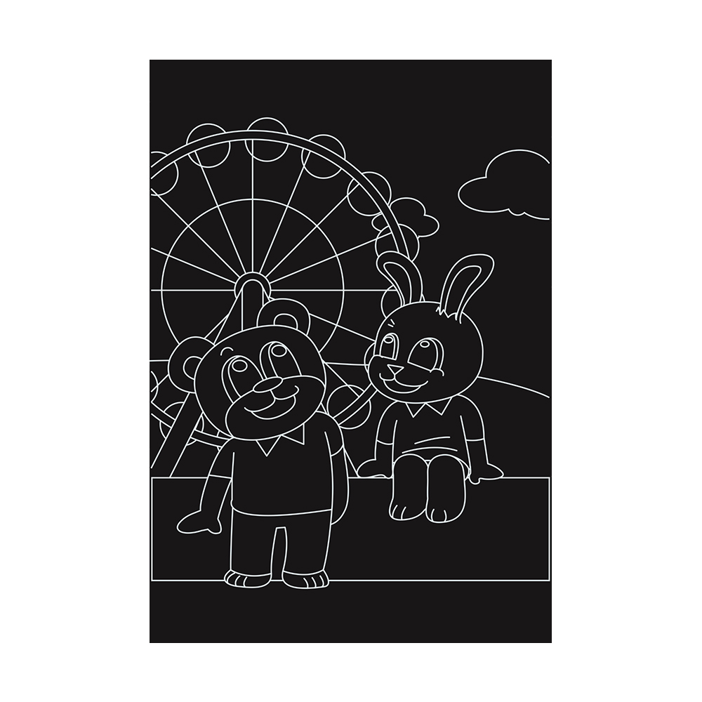 [오렌지네1661] 스크래치 아트 동물 - 토끼와 곰돌이