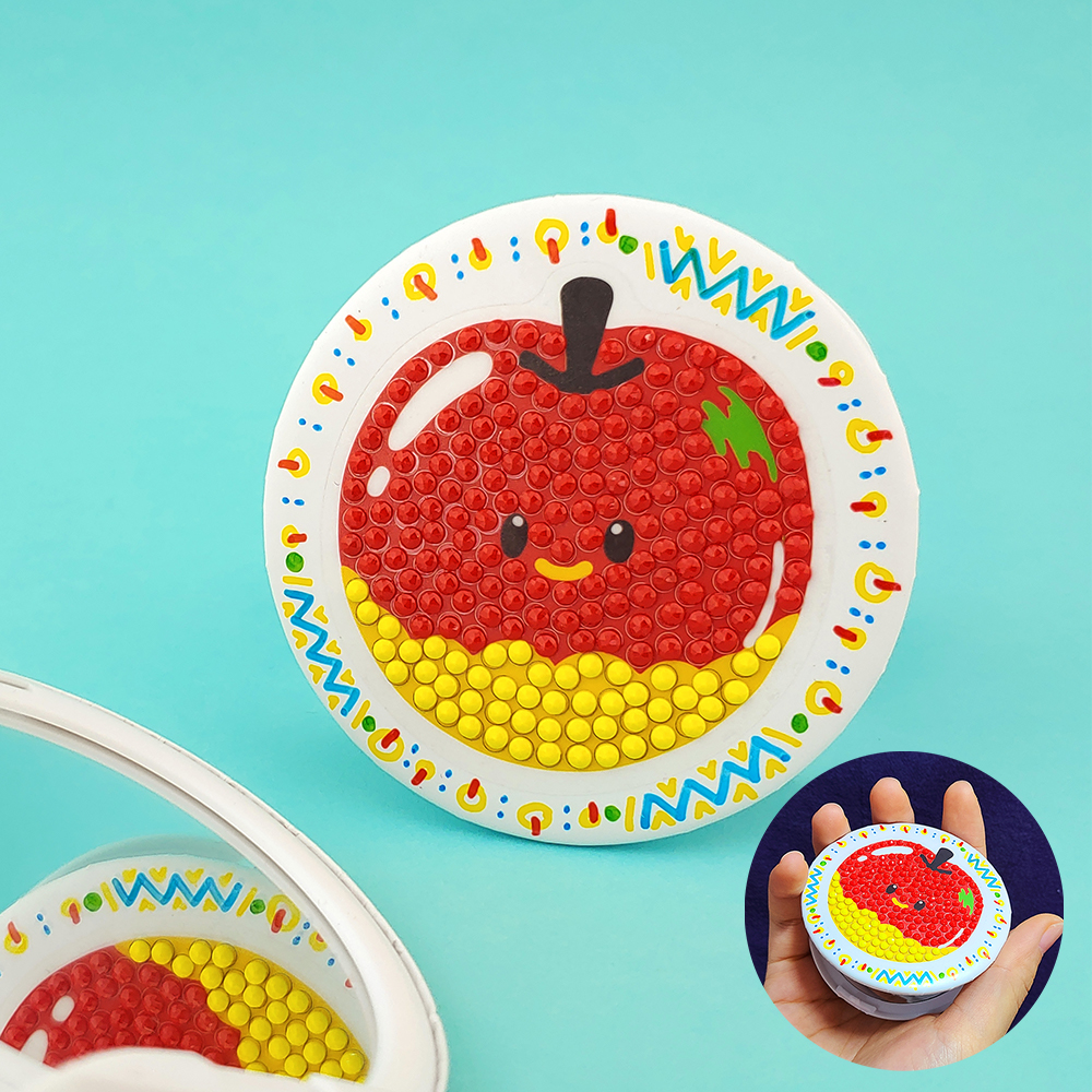 [오렌지네2142] 반짝반짝 보석십자수 원형 손거울 만들기 - 과일 사과