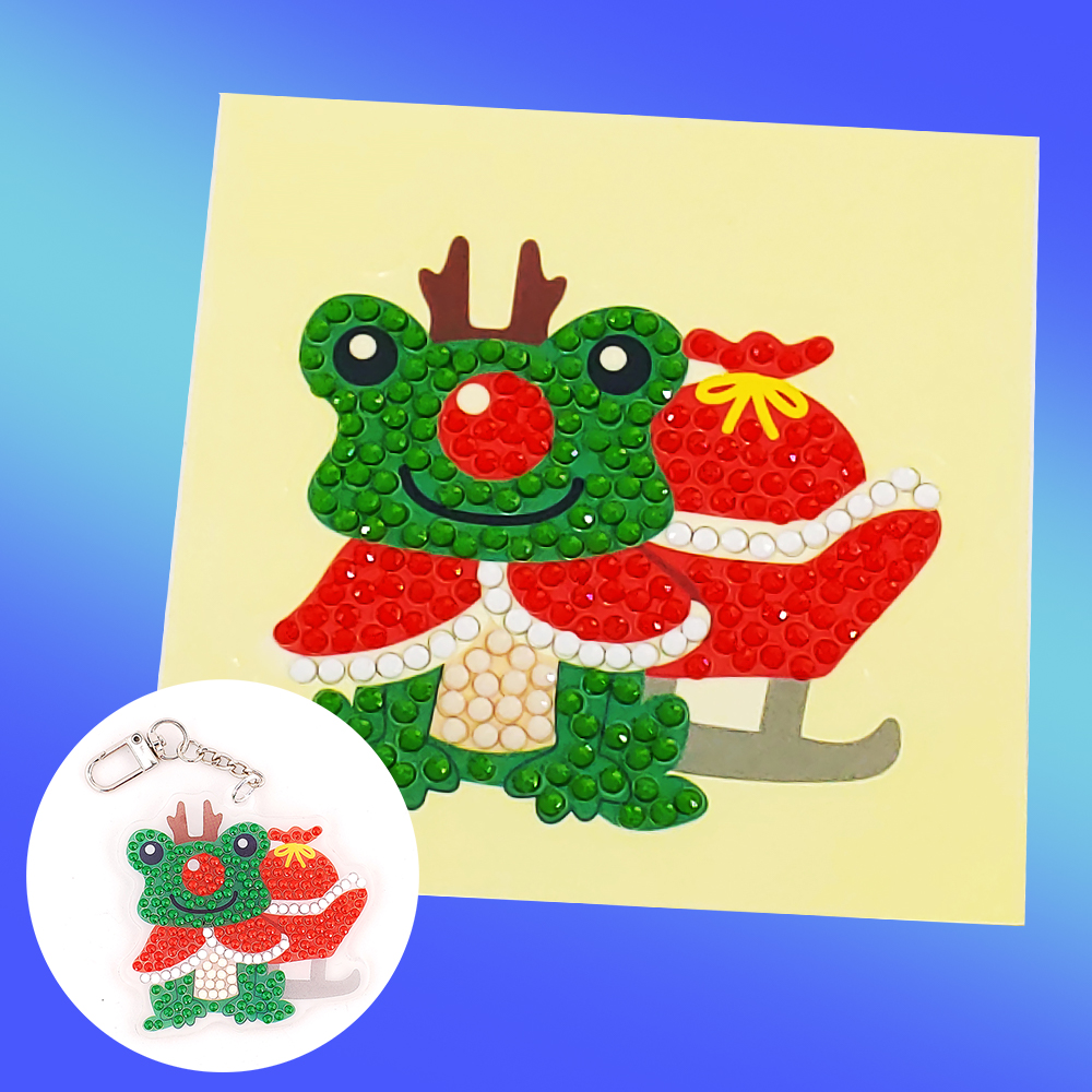 [오렌지네2187] 반짝반짝 보석십자수 스티커 크리스마스 개구리