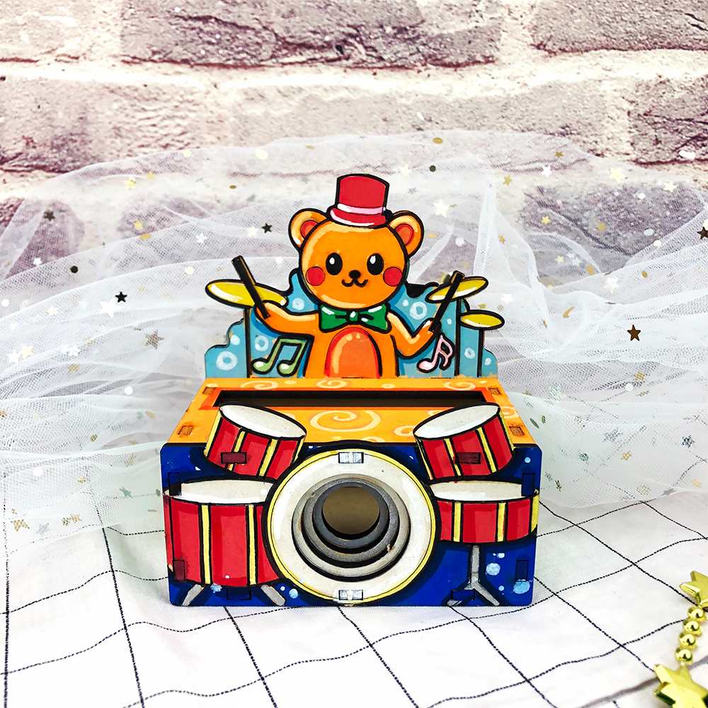 [오렌지네2254] 우드 스피커 만들기 소리의 성질 탐구활동지 포함 드럼 치는 곰돌이
