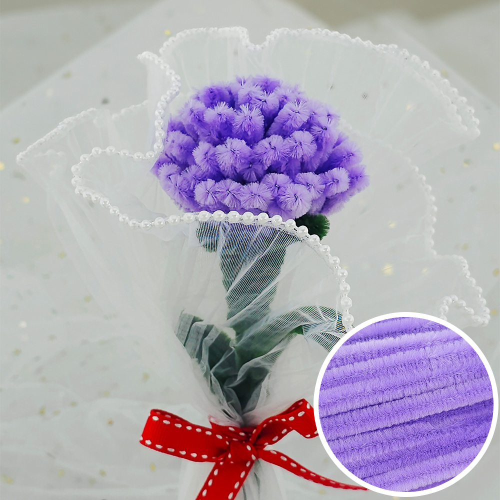 모루 카네이션 꽃 한송이 만들기 - 보라색
