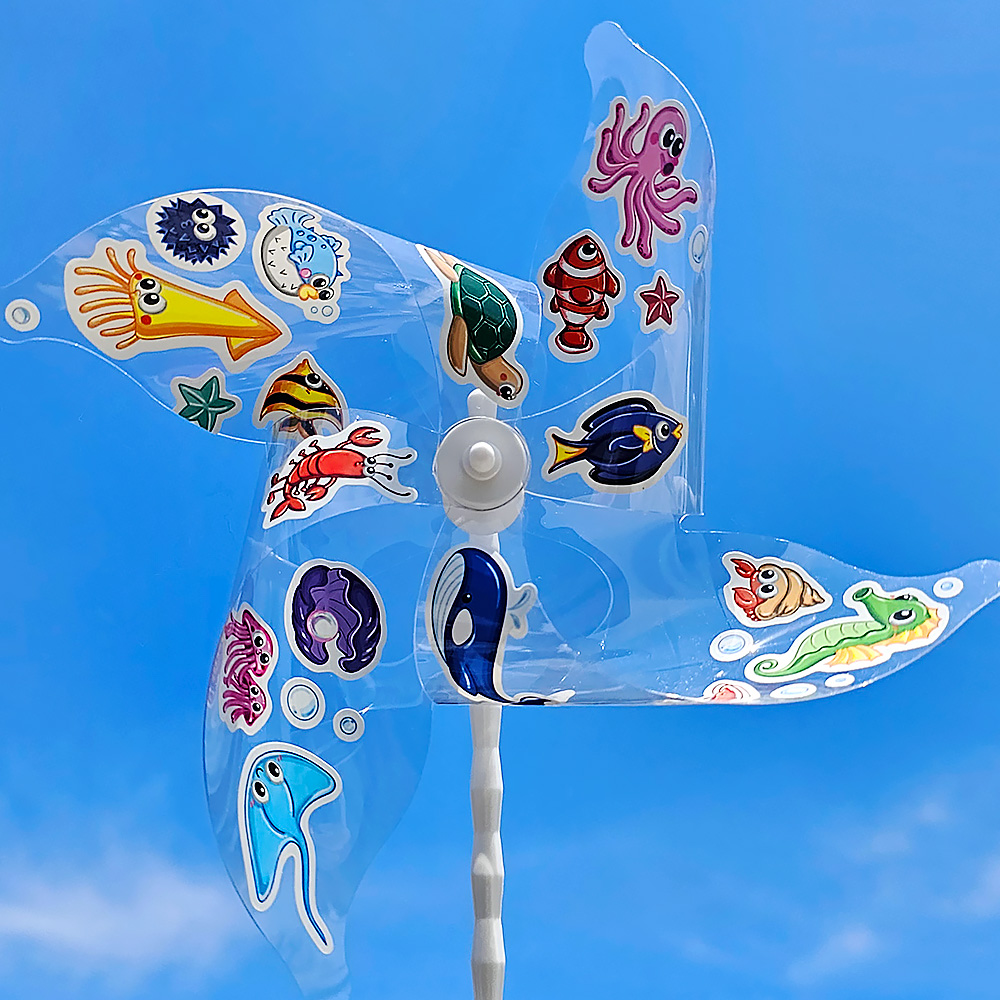 스티커 친구들 투명 바람개비 만들기 - 바닷 속 친구들