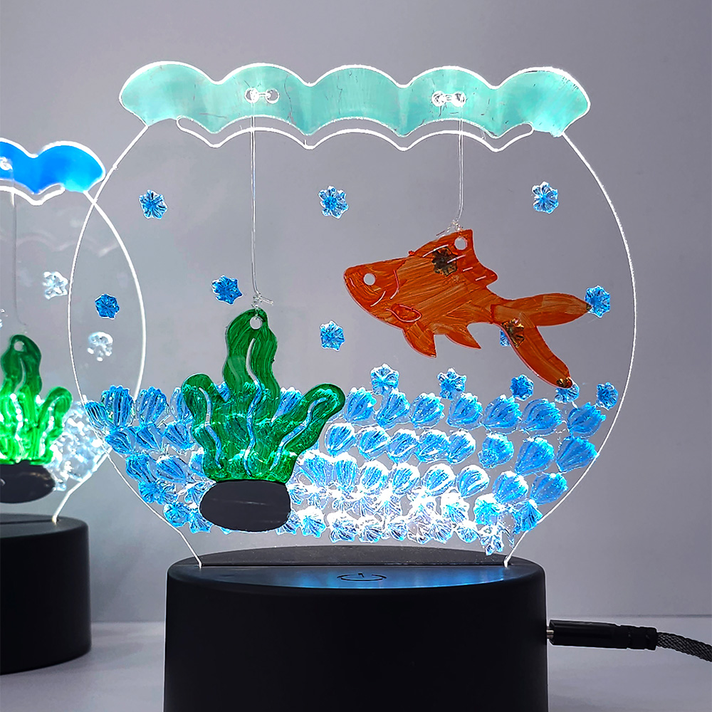 여름 LED 무드 램프 아크릴 바다 어항 탁상 장식 투명 펄 데코덴 만들기 키트 / 무드등 초등만들기 DIY 실버에듀 취미 여름환경구성