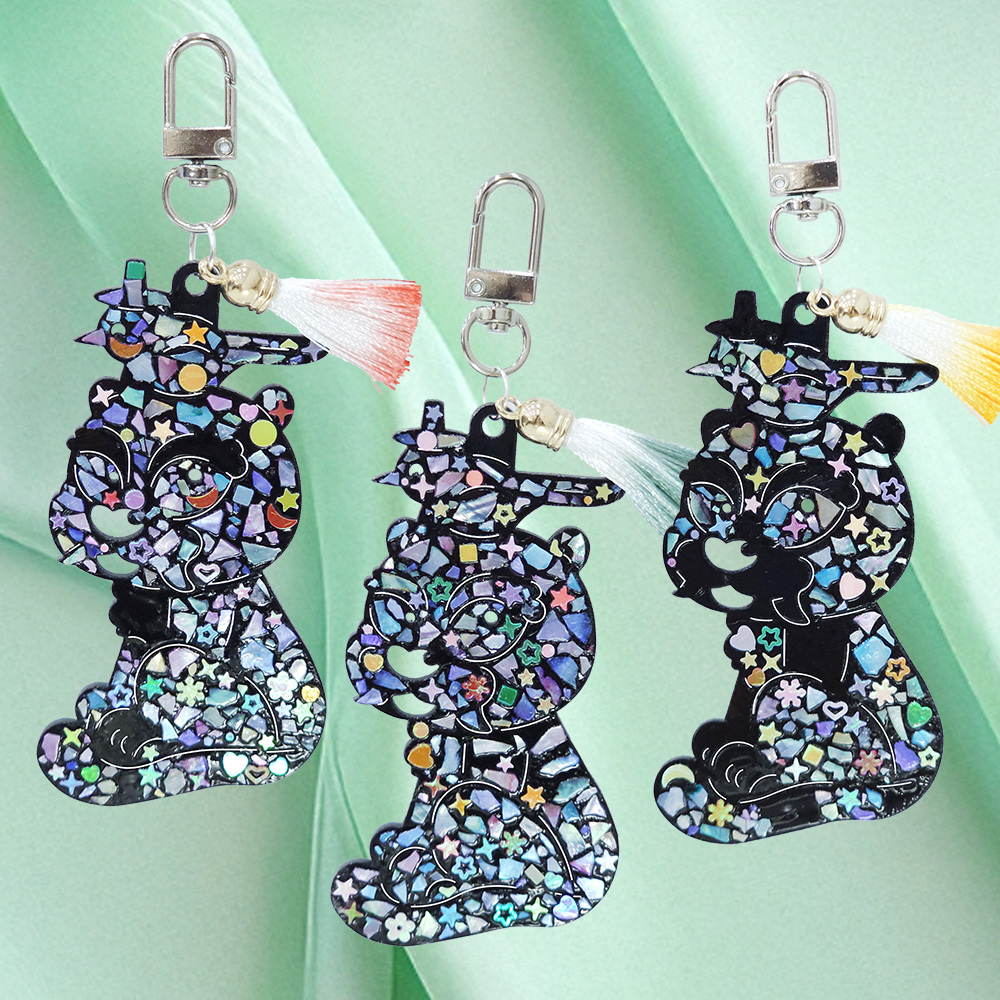 전통 민화 호작도 까치 호랑이 아크릴 자개 가방고리 키링 만들기 키트 작호도 / 외국인선물 한국기념품 민화 악세사리 가방고리