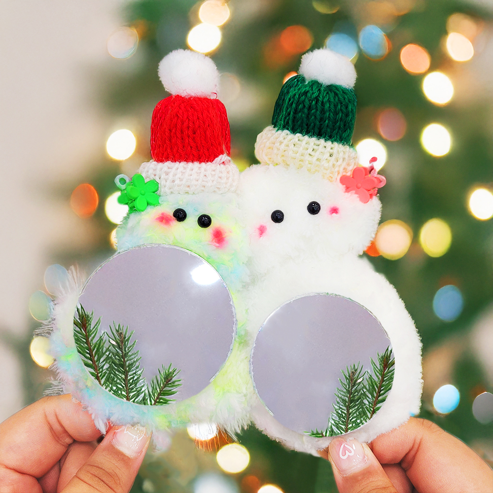 크리스마스 데이 기념품 DIY 모루 인형 거울 키링 만들기 키트 / 복실모루 털 재료 소품 철사 부자재 미니 키링인형 원데이클래스 액세서리 가방키링 영상제공 취미 공예