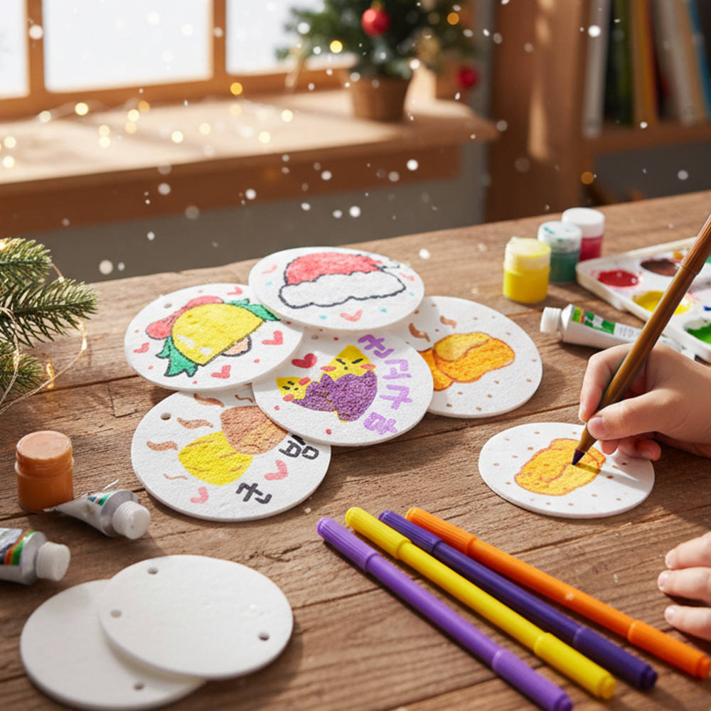 겨울 미술활동 압축 입체 수세미 그리기 제로웨이스트 만들기 / 지구의 날 크리스마스 산타 모자 간식 환경지킴이