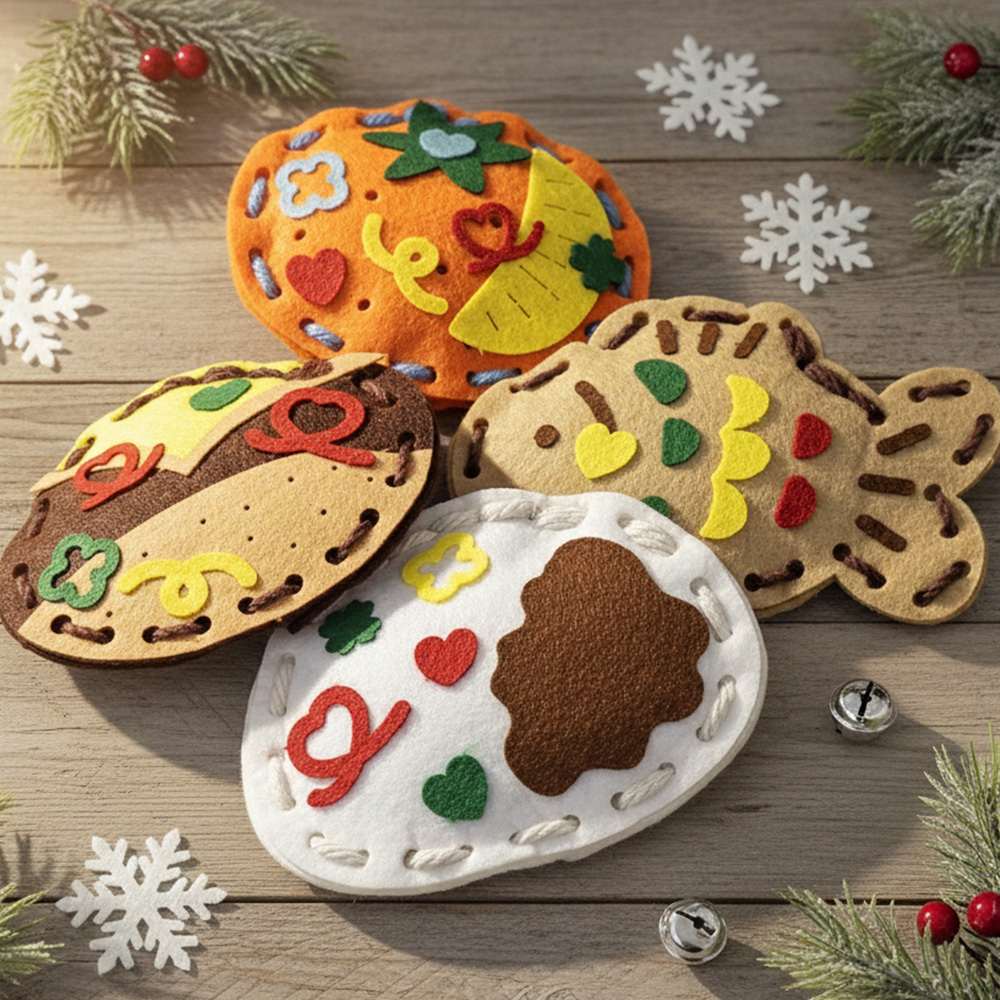 겨울 간식 펠트 손난로 키링 만들기 키트 / DIY 미술활동 붕어빵 가방고리 귤