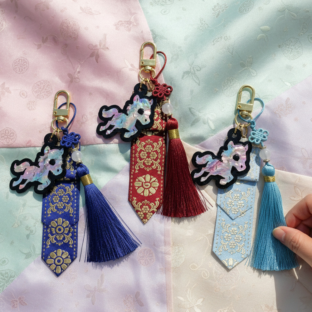 자개공예 나전칠기 DIY 말띠 말의 해 전통자개 빨간말 댕기 키링 만들기 키트 / 병오년 말띠해 소품 악세사리 외국인 선물 한국기념품