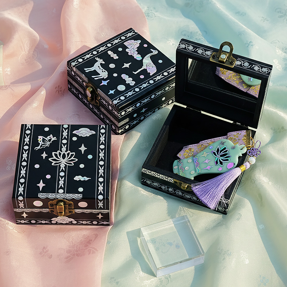 자개공예 나전칠기 자개 마스킹 테이프 사각보석함 만들기 DIY 키트 / 정리함 소품 실버교육 외국인 선물 한국기념품