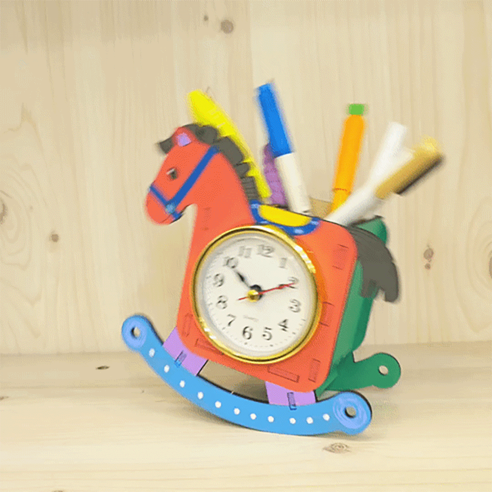 병오년 말 목마 시계 연필꽂이 DIY 키트 / MDF 조립형 데스크 인테리어 신년소품