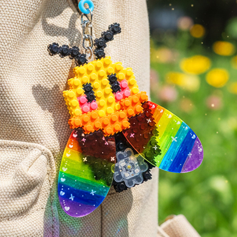 디폼블럭 LED 반딧불이 곤충 가방고리 만들기 키트 2개 1세트 / 도안 증정 8mm 디폼블록 미니블록