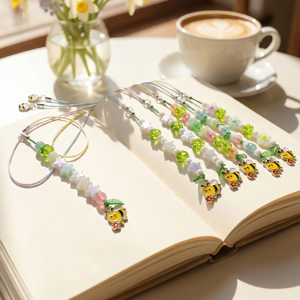 끈갈피 봄 꿀벌 비즈 책갈피 만들기 DIY 키트 / 봄미술활동 북마크 도서관행사 도서용품