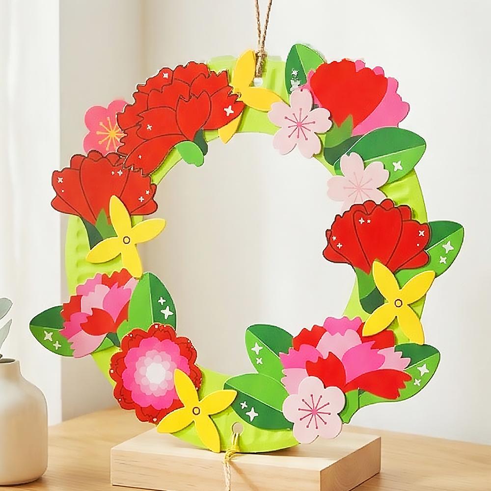 가정의 달 카네이션 DIY 꽃 종이 리스 만들기 키트 / 카네이션꽃 모빌 풍경 벽걸이