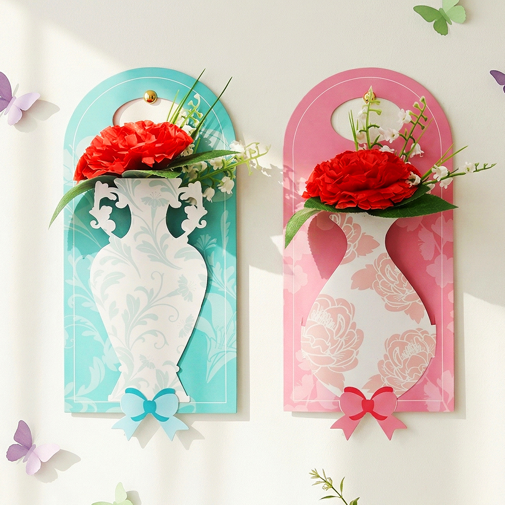 어버이날 카네이션 종이 꽃 도자기모양 벽걸이 장식 만들기 키트 / 스승의날 선물