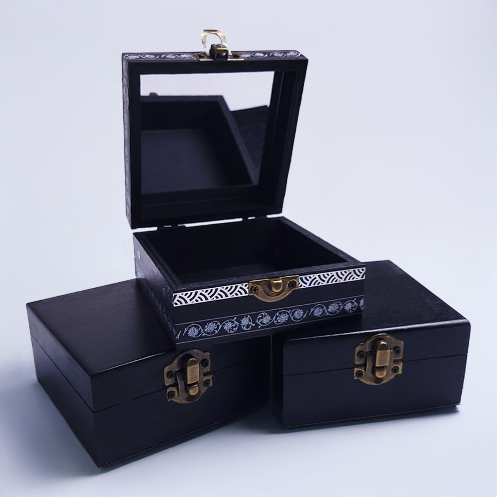 사각 원목 검정 보석함 DIY 만들기재료 / 자개함 자개보석함 외국인 선물 공예재료 보관함