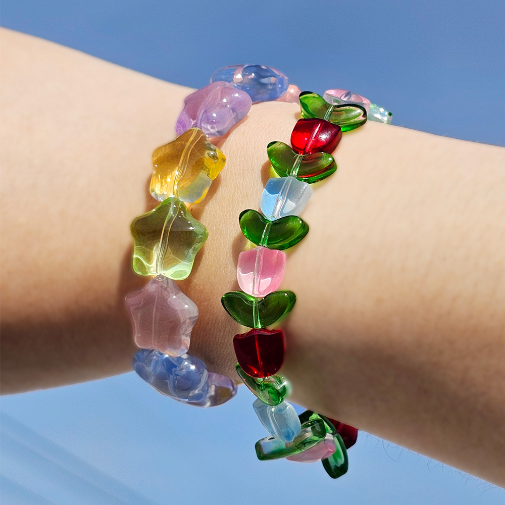봄 구슬 컬러 유리비즈 별비즈 튤립 꽃 파츠 부자재 재료 DIY / 비즈공예 팔찌 스트랩